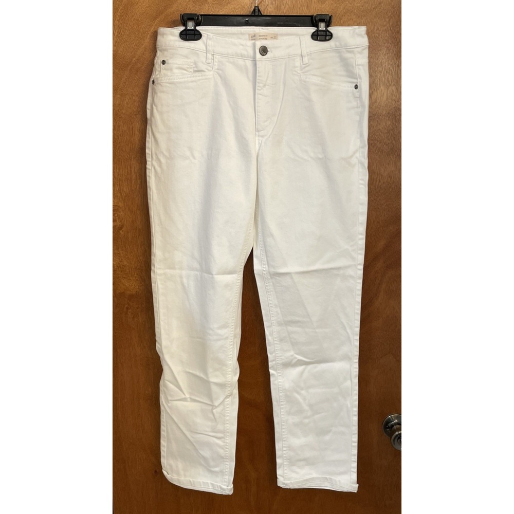 J Jill Smooth Fit Straight Leg White Jeans Women's Size 12 Casual Cuffed Denim